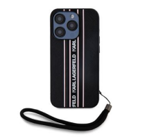 Karl Lagerfeld PU Saffiano Athleisure Stripe and Strap Zadní Kryt pro iPhone 15 Pro Max Pink obrázek