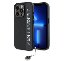 Karl Lagerfeld PU Saffiano Rhinestone Charm Zadní Kryt pro iPhone 15 Pro Max Black obrázek