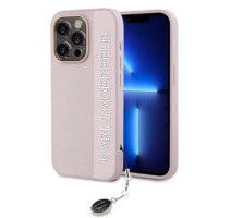 Karl Lagerfeld PU Saffiano Rhinestone Charm Zadní Kryt pro iPhone 15 Pro Max Pink obrázek