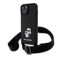 Karl Lagerfeld Saffiano Crossbody Metal Karl and Choupette Zadní Kryt pro iPhone 15 Black obrázek