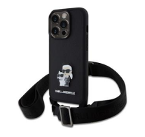 Karl Lagerfeld Saffiano Crossbody Metal Karl and Choupette Zadní Kryt pro iPhone 15 Pro Black obrázek