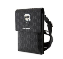 Karl Lagerfeld Saffiano Monogram Wallet Phone Bag Ikonik NFT Black obrázek