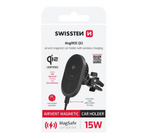 MAGNETICKÝ DRŽÁK DO VENTILACE AUTA SWISSTEN MagRide S BEZDRÁTOVÝM NABÍJENÍM Qi2 15W (kompatibilní s MagSafe) obrázek