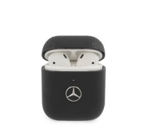 MEA2CSLBK Mercedes Kožené Pouzdro pro AirPods 1/2 Black obrázek