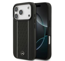 Mercedes Leather Star Pattern and Stripes MagSafe Zadní Kryt pro iPhone 17 Pro Black/White obrázek