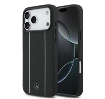 Mercedes Leather Star Pattern and Stripes MagSafe Zadní Kryt pro iPhone 17 Pro Max Black/White obrázek