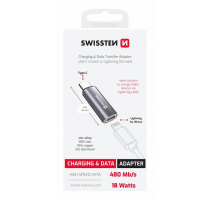 NABÍJECÍ ADAPTÉR SWISSTEN TEXTILE USB-C (samec) / LIGHTNING (samice) STŘÍBRNÝ obrázek