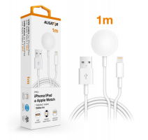 Nabíjecí kabel ALIGATOR 2v1 pro iPhone/iPad a Apple Watch, bílý obrázek