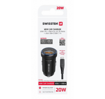 SWISSTEN CL ADAPTÉR USB-C PD + USB-A, 20W ČERNÝ + KABEL USB-C / USB-C, 1 M obrázek