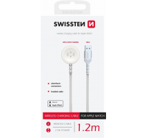 SWISSTEN OPLETENÝ MAGNETICKÝ KABEL PRO APPLE WATCH KOVOVÝ, USB-A 1.2 M BÍLÝ obrázek