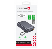 SWISSTEN POWER BANK 20000 mAh S INTEGROVANÝMI KABELY  USB-C A LIGHTNING VESMÍRNĚ STŘÍBRNÁ obrázek