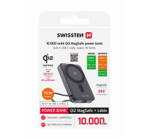 SWISSTEN POWER BANK MagSafe Qi2 10000 mAh 15W S INTEGROVANÝM KABELEM USB-C ČERNÁ obrázek
