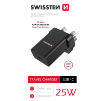 SWISSTEN SÍŤOVÝ ADAPTÉR PD 25W PRO IPHONE A SAMSUNG pro UK zásuvku ČERNÝ obrázek