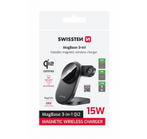 SWISSTEN SKLÁDACÍ BEZDRÁTOVÁ Qi2 NABÍJEČKA MagBase 3v1 ČERNÁ (kompatibilní s MagSafe) obrázek