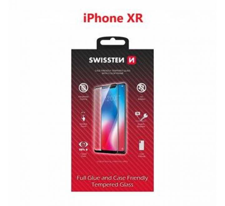 SKLO SWISSTEN FULL GLUE, COLOR FRAME, CASE FRIENDLY  APPLE IPHONE XR ČERNÉ