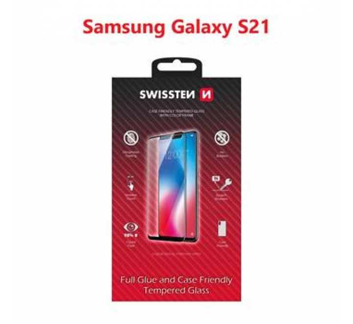 SKLO SWISSTEN FULL GLUE, COLOR FRAME, CASE FRIENDLY SAMSUNG GALAXY S21 ČERNÉ