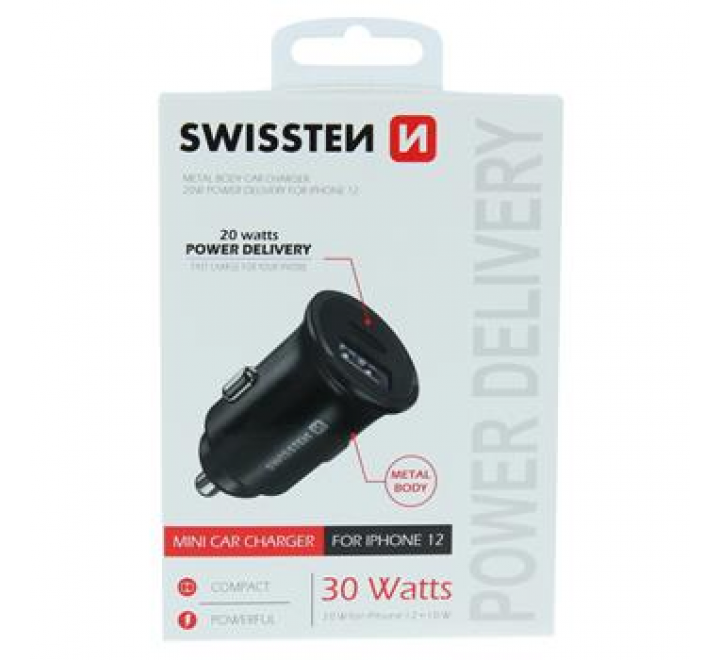SWISSTEN CL ADAPTÉR POWER DELIVERY 20W IPHONE 12 ČERNÝ