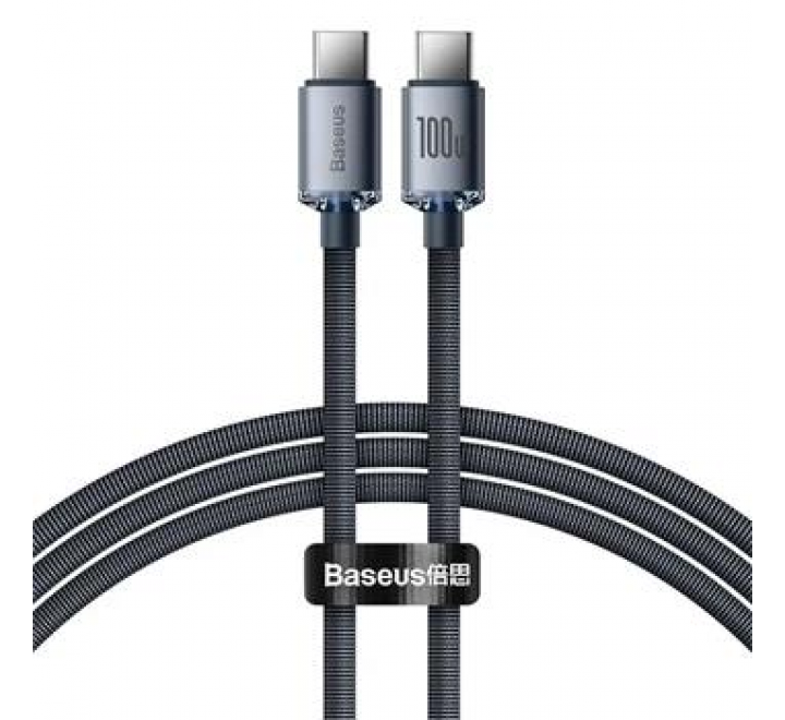 Baseus CAJY000601 Crystal Shine Series Datový Kabel USB-C - USB-C 100W 1,2m Black