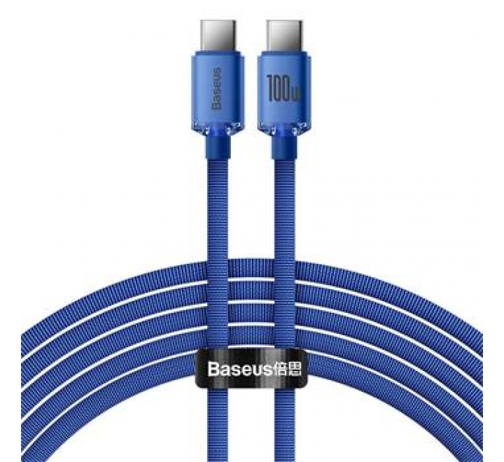 Baseus CAJY000703 Crystal Shine Series Datový Kabel USB-C - USB-C 100W 2m Blue
