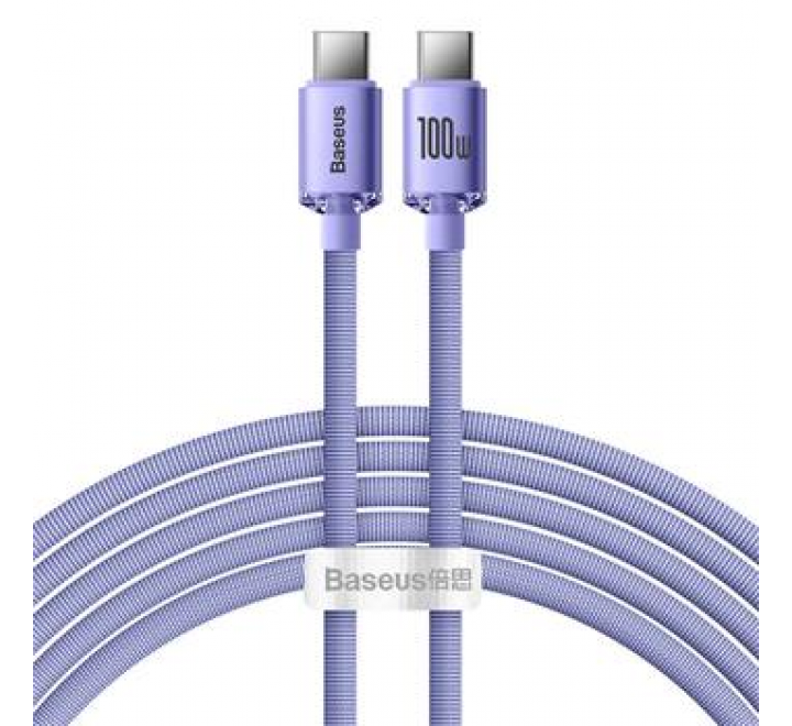 Baseus CAJY000705 Crystal Shine Series Datový Kabel USB-C - USB-C 100W 2m Purple