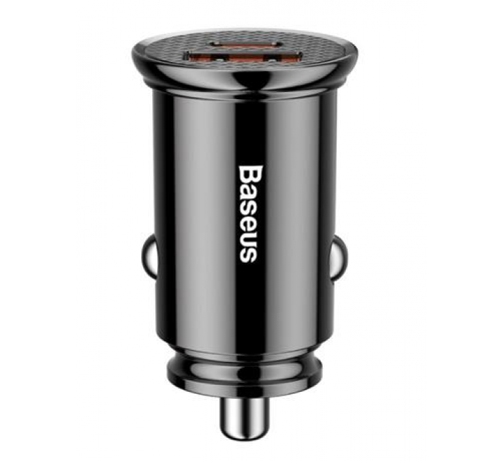 Baseus CCALL-YS01 Circular Nabíječka do Auta USB+USB-C 30W Black