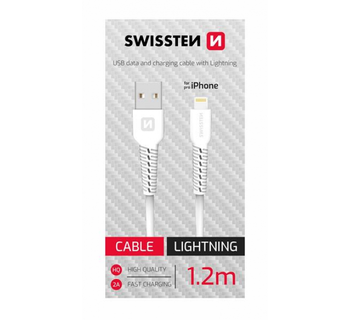 DATOVÝ KABEL SWISSTEN USB/LIGHTNING BÍLÝ 1,2M  (SAMOPRODAVAČ)