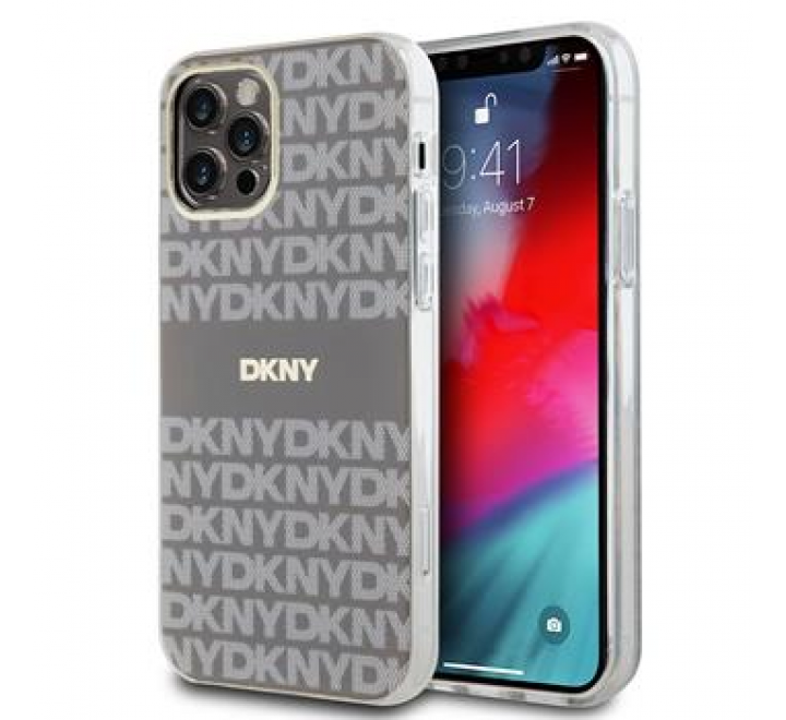 DKNY PC/TPU Repeat Pattern Tonal Stripe Magsafe Zadní Kryt pro iPhone 12/12 Pro Beige