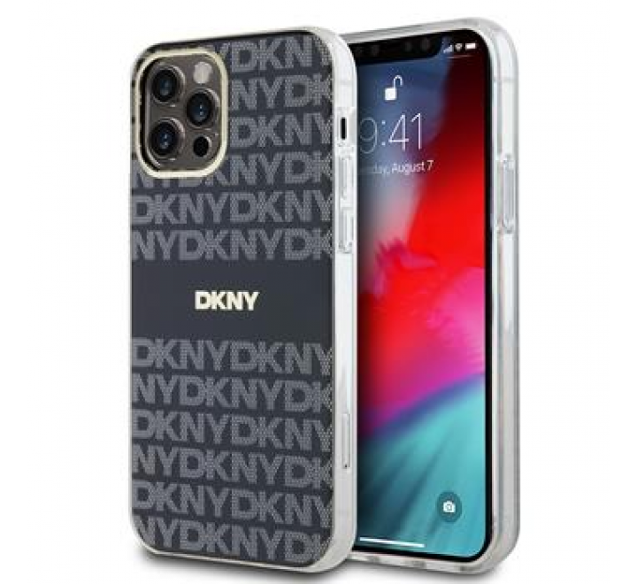 DKNY PC/TPU Repeat Pattern Tonal Stripe Magsafe Zadní Kryt pro iPhone 12/12 Pro Black