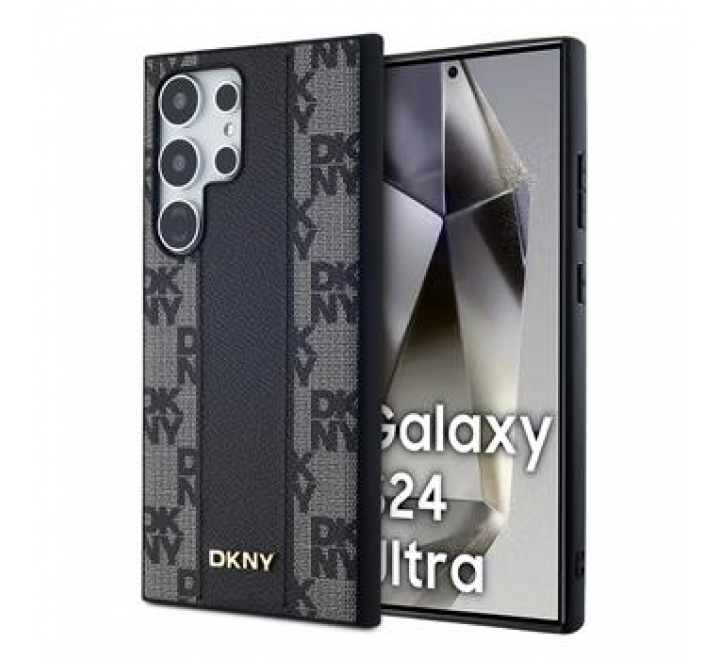 DKNY PU Leather Checkered Pattern Magsafe Zadní Kryt pro Samsung Galaxy S24 Ultra Black