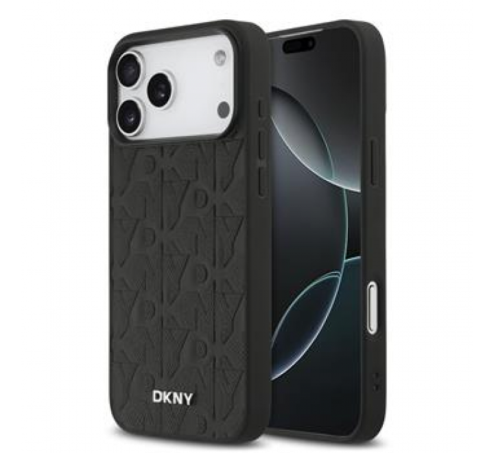 DKNY PU Leather Grid Pattern Magsafe Zadní Kryt pro iPhone 17 Pro Max Black