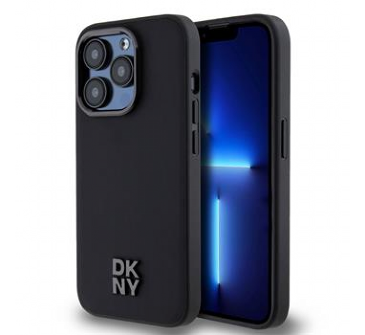 DKNY PU Leather Stack Logo Magsafe Zadní Kryt pro iPhone 14 Pro Max Black
