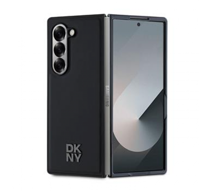 DKNY PU Leather Stack Logo MagSafe Zadní Kryt pro Samsung Galaxy Z Fold 6 Black