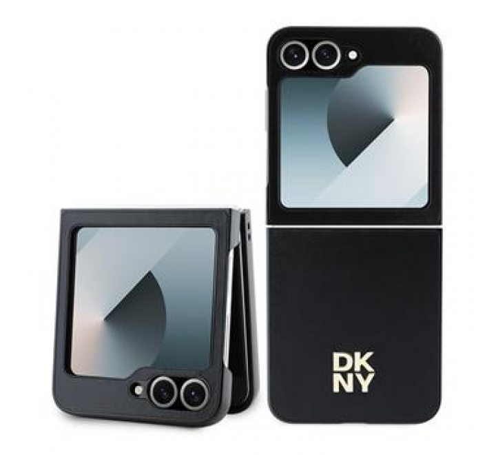 DKNY PU Leather Stack Logo Zadní Kryt pro Samsung Galaxy Z Flip 6 Black