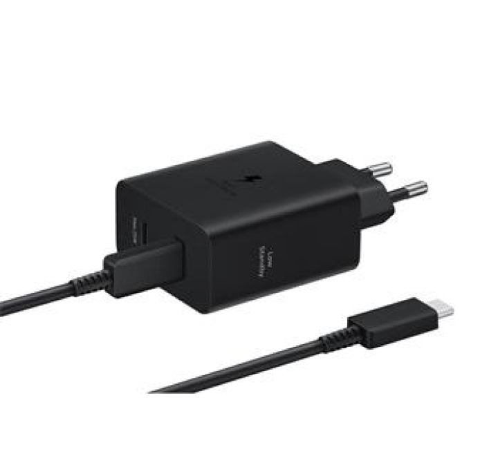EP-T5020XBE Samsung Dual USB-C 50W Cestovní nabíječka + USB-C Datový Kabel Black