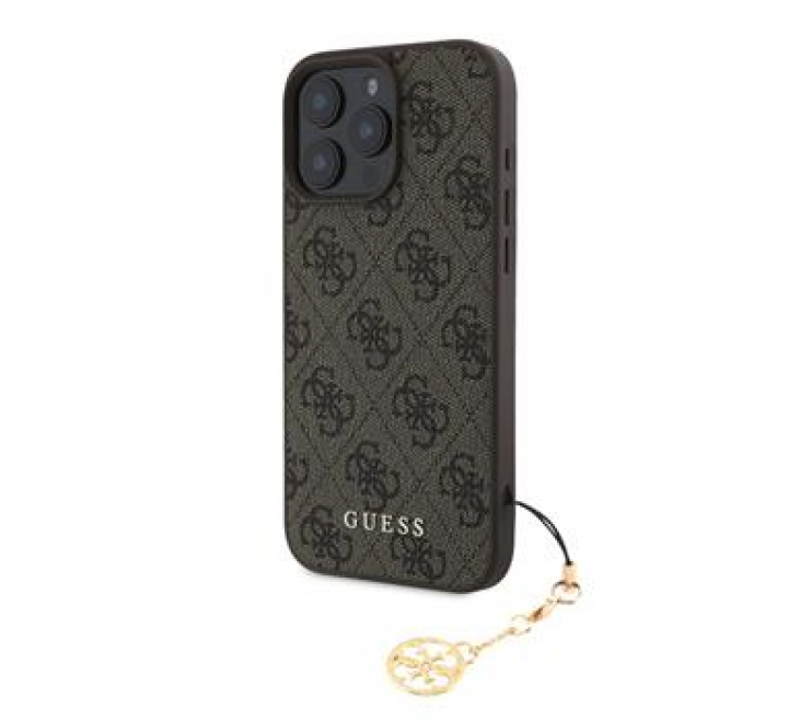 Guess 4G Charm Zadní Kryt pro iPhone 16 Pro Max Tone on Tone Brown