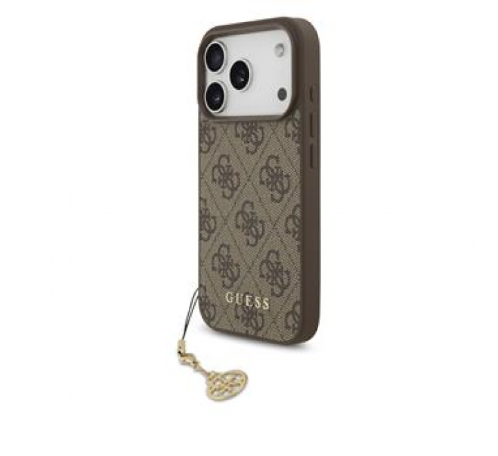 Guess 4G Charm Zadní Kryt pro iPhone 17 Pro Tone on Tone Brown