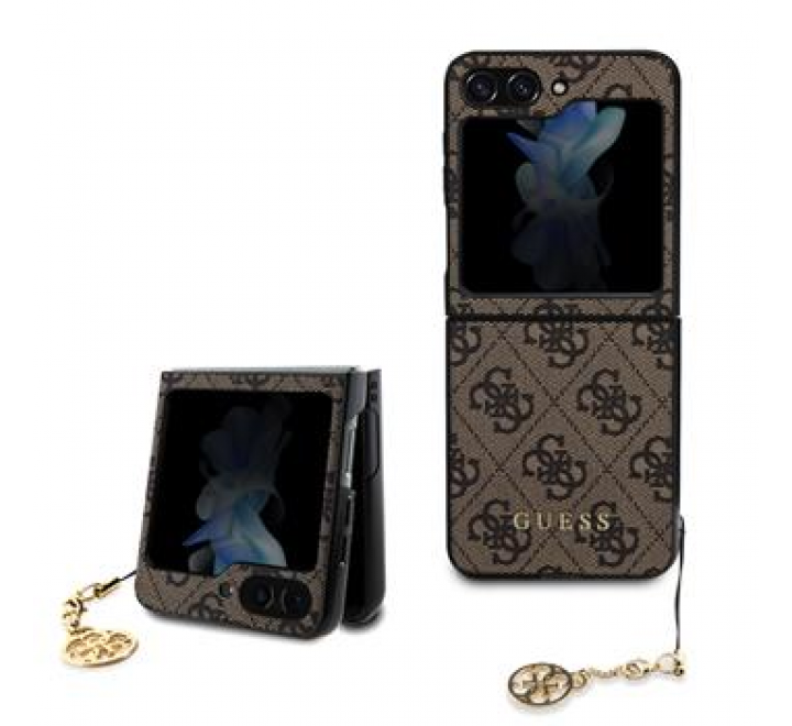 Guess 4G Charms Zadní Kryt pro Samsung Galaxy Z Flip 5 Brown