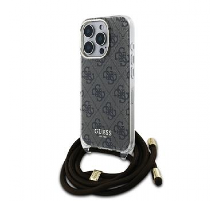 Guess IML 4G Printed Crossbody Popruh Zadní Kryt pro iPhone 16 Pro Max Brown