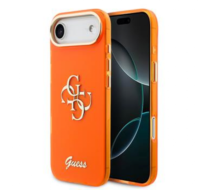 Guess IML 4G Script Metal Logo Zadní Kryt pro iPhone Air Orange