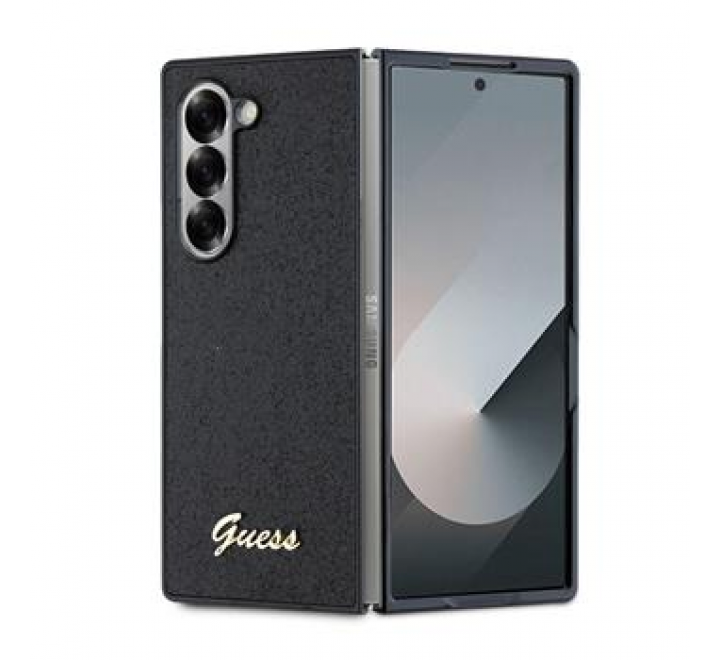 Guess PC/TPU Glitter Flakes Metal Logo Zadní Kryt pro Samsung Galaxy Z Fold 6 Black