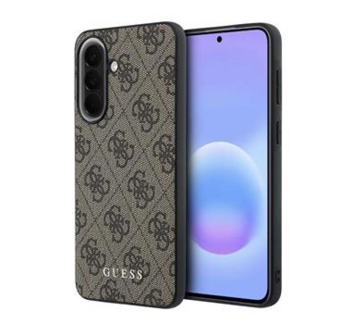 Guess PU 4G Metal Classic Logo Zadní Kryt pro Samsung Galaxy A57 Brown