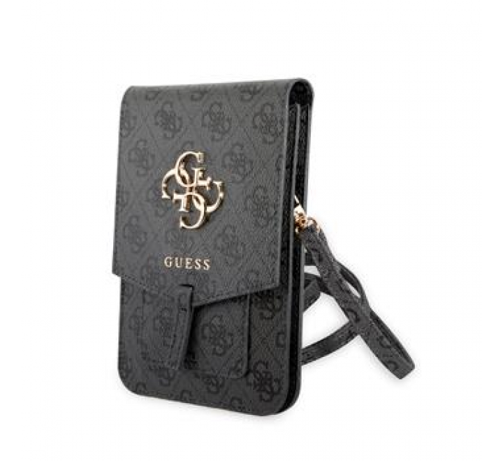 Guess PU 4G Metal Logo Phone Bag Grey