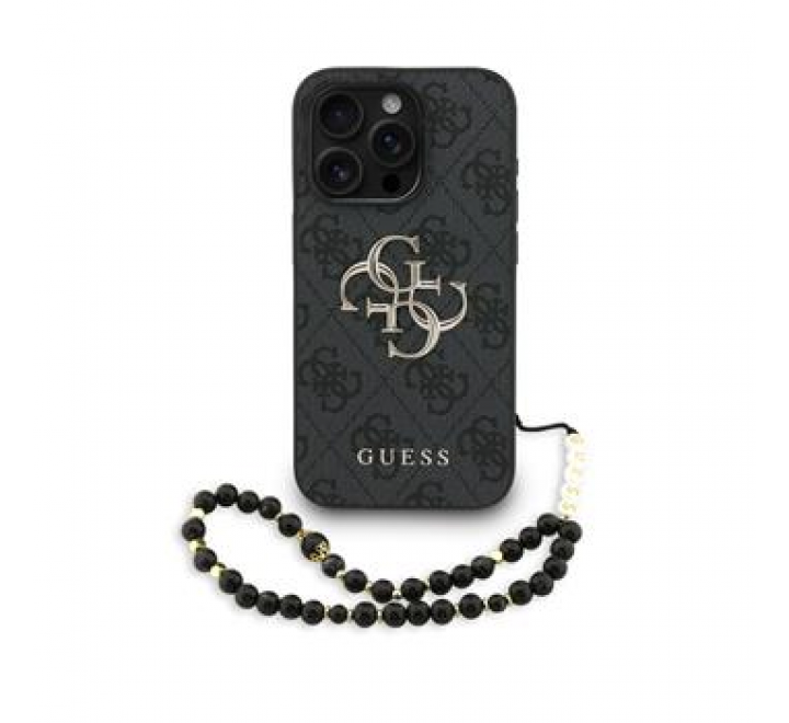 Guess PU 4G Metal Logo Strap Zadní Kryt pro iPhone 15 Pro Black