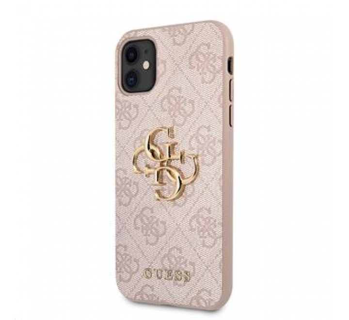 Guess PU 4G Metal Logo Zadní Kryt pro iPhone 11 Pink