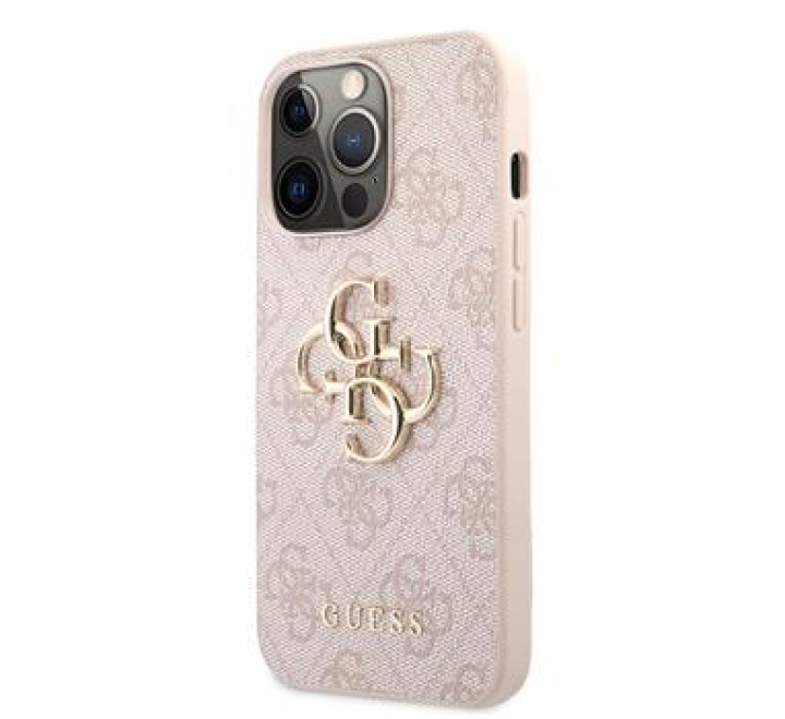 Guess PU 4G Metal Logo Zadní Kryt pro iPhone 13 Pro Max Pink