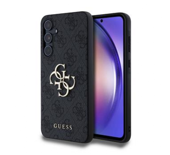 Guess PU 4G Metal Logo Zadní Kryt pro Samsung Galaxy A55 5G Grey