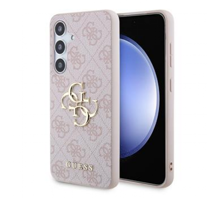 Guess PU 4G Metal Logo Zadní Kryt pro Samsung Galaxy S24 Pink