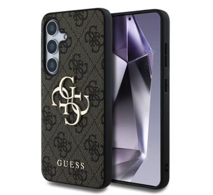 Guess PU 4G Metal Logo Zadní Kryt pro Samsung Galaxy S25+ Brown