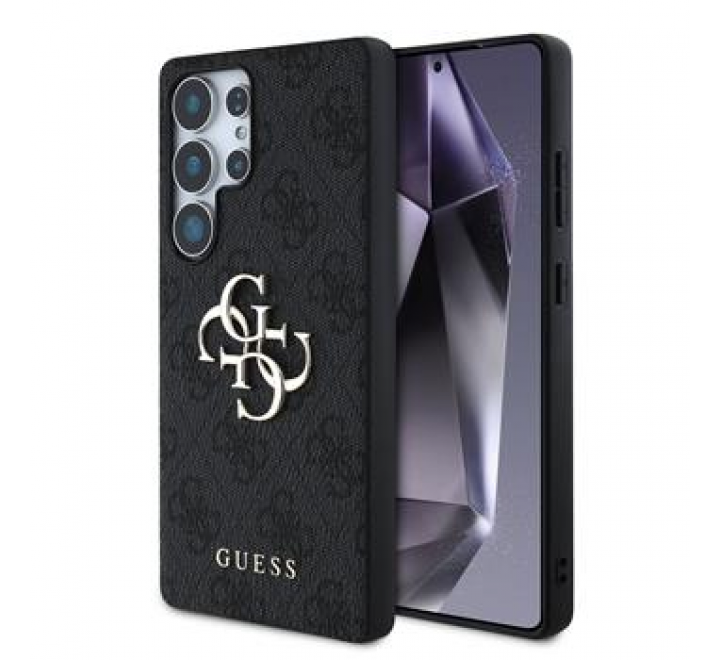Guess PU 4G Metal Logo Zadní Kryt pro Samsung Galaxy S25 Ultra Grey