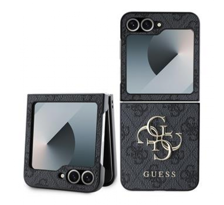 Guess PU 4G Metal Logo Zadní Kryt pro Samsung Galaxy Z Flip 6 Grey
